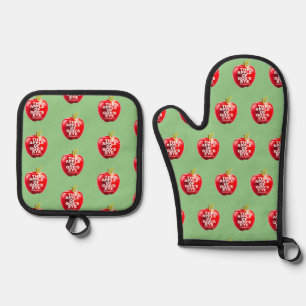 Appel Van Gods Oog Rood en Olijf Ovenwant & Pannenlap Set