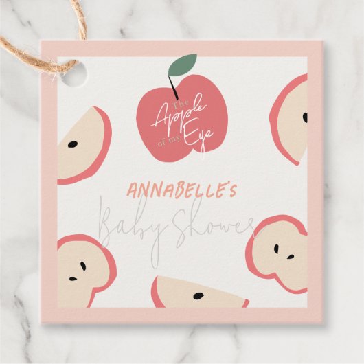 Appel van mijn Eye Pink Girl Baby shower Bedankjes Labels (Voorkant)