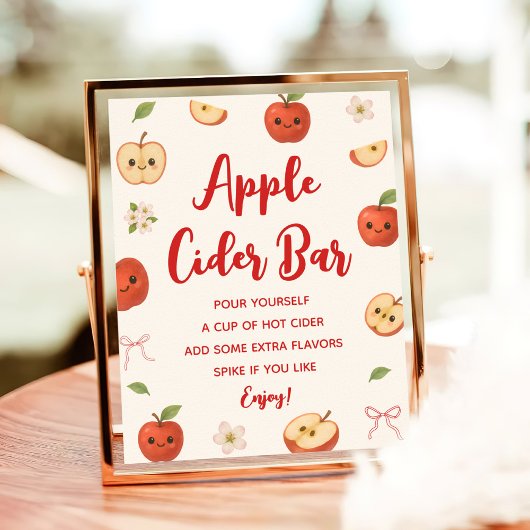Appel van Mijn Oog Baby shower Apple Cider Bar Poster