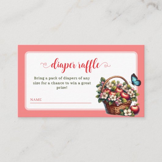 Appel van mijn oog baby shower luier verloting informatiekaartje (Voorkant)