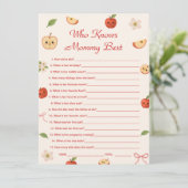 Appel van mijn oog Baby shower Wie kent mama het b Kaart (Staand voorkant)