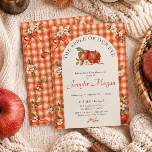 Appel Van Mijn Oog Herfst Gingham Baby Borrel Kaart
