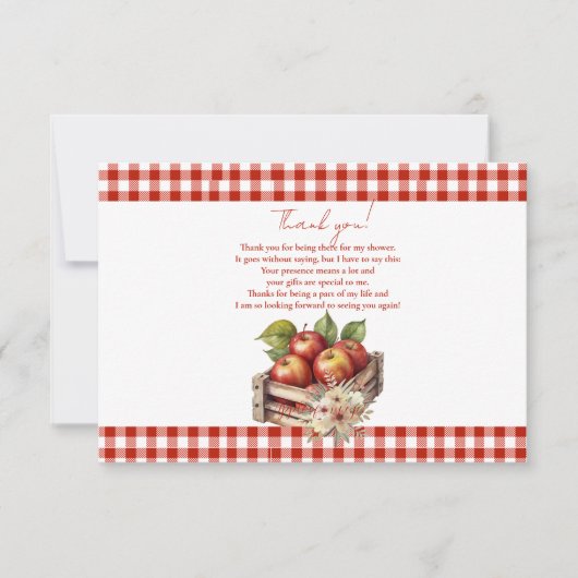 Appel van mijn oog Red Orchard Baby shower Bedankkaart (Voorkant)