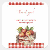 Appel van mijn oog Red Orchard Baby shower Vierkante Sticker (Voorkant)