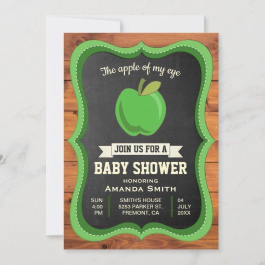 Appel van mijn oog | Rustiek Baby shower Invitatio Kaart (Voorkant)