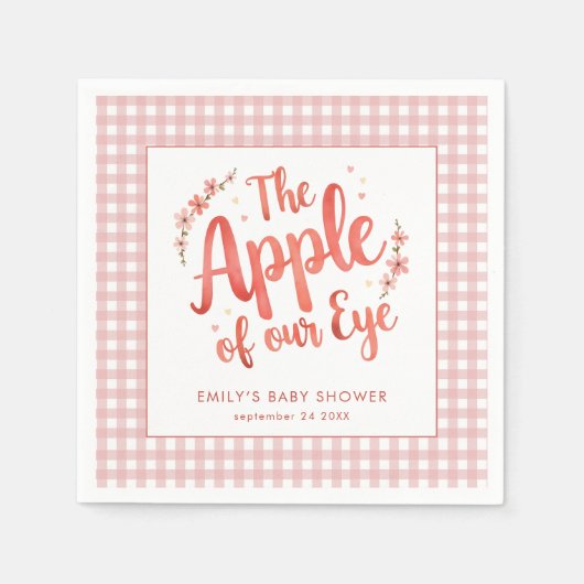 Appel van ons Eye Pink Gingham Baby shower Servet (Voorkant)
