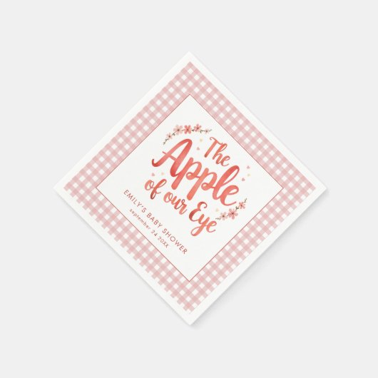 Appel van ons Eye Pink Gingham Baby shower Servet (Hoek)