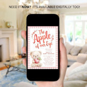 Appel van ons Eye Pink Gingham Beer Baby shower Kaart