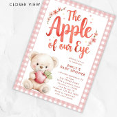 Appel van ons Eye Pink Gingham Beer Baby shower Kaart