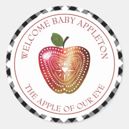 Appel van ons Eye Plaid Baby shower Ronde Sticker