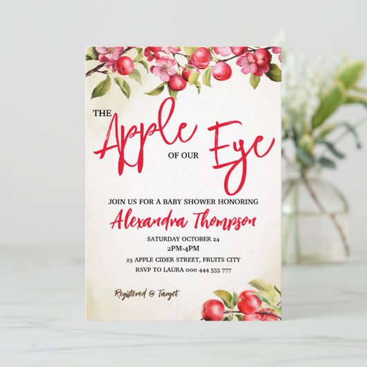 Appel van ons oog Baby shower, Herfst Baby shower Kaart (Staand voorkant)