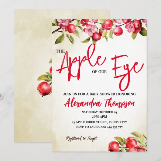 Appel van ons oog Baby shower, Herfst Baby shower Kaart (Voorkant / Achterkant)