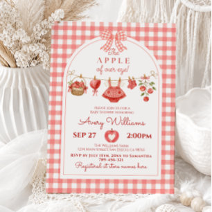 Appel van Ons Oog Baby Shower Rood Gingham Kaart