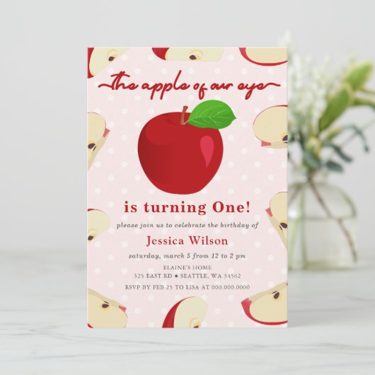 Appel van ons oog eerste verjaardag kaart (Staand voorkant)