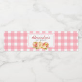 Appel van Ons Oog Gingham Baby Shower Waterfles Etiket (Enkel label)