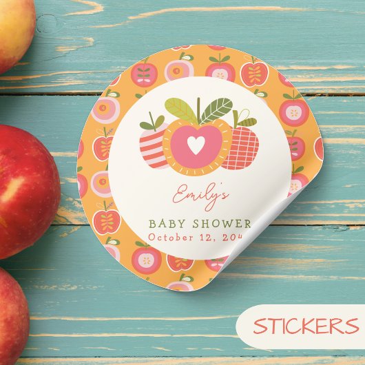 Appel van ons oog grillig Baby shower Sinaasappel Ronde Sticker