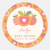 Appel van ons oog grillig Baby shower Sinaasappel Ronde Sticker (Voorkant)