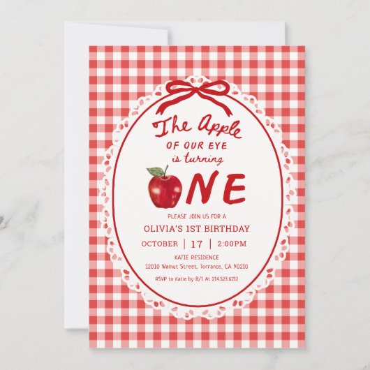 Appel van Ons Oog Herfst Appel Meisje 1e Verjaarda Kaart (Voorkant)