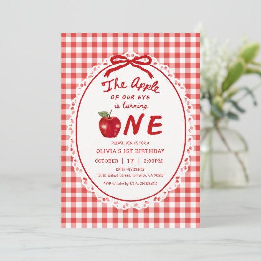 Appel van Ons Oog Herfst Appel Meisje 1e Verjaarda Kaart (Staand voorkant)