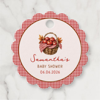 Appel Van Ons Oog Herfst Baby Shower rood geruit Bedankjes Labels