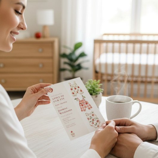 Appel van ons oog moderne waterverf baby shower kaart