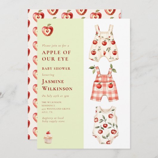 Appel van ons oog moderne waterverf Baby shower Kaart (Voorkant / Achterkant)