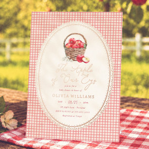 Appel Van Ons Oog Rode Gingham Baby Shower Folie Uitnodiging