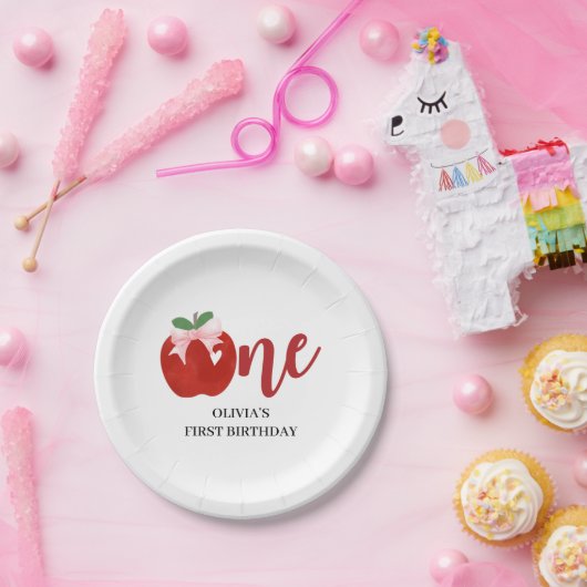 Appel van ons oog Roze boog verjaardag Papieren Bordje (Feest)