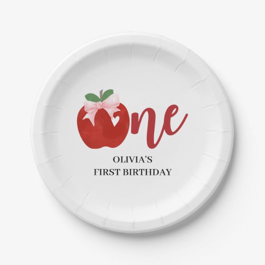 Appel van ons oog Roze boog verjaardag Papieren Bordje (Voorkant)