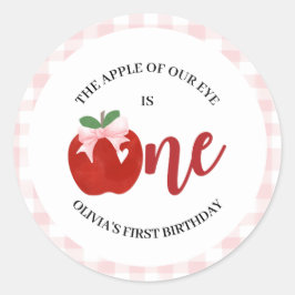 Appel van ons oog Roze boog verjaardag Ronde Sticker