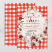Appel van onze Eye Baby shower Bow Red Gingham Kaart (Voorkant / Achterkant)