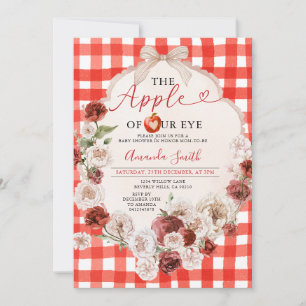 Appel van onze Eye Baby shower Bow Red Gingham Kaart