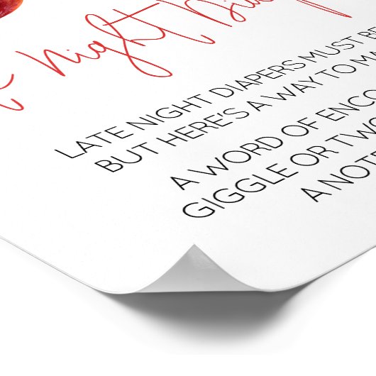 Appel van onze Eye Baby shower Late Night Luiers Poster (Hoek)