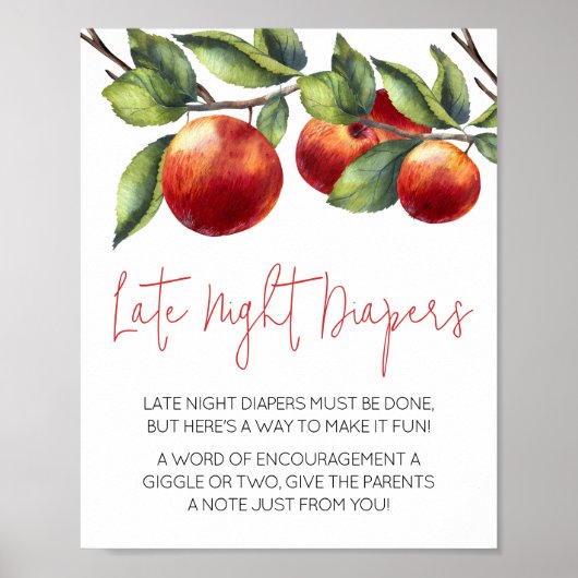 Appel van onze Eye Baby shower Late Night Luiers Poster (Voorkant)