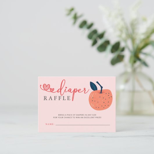 Appel van onze Eye Baby shower Luier Raffle Informatiekaartje (Staand voorkant)