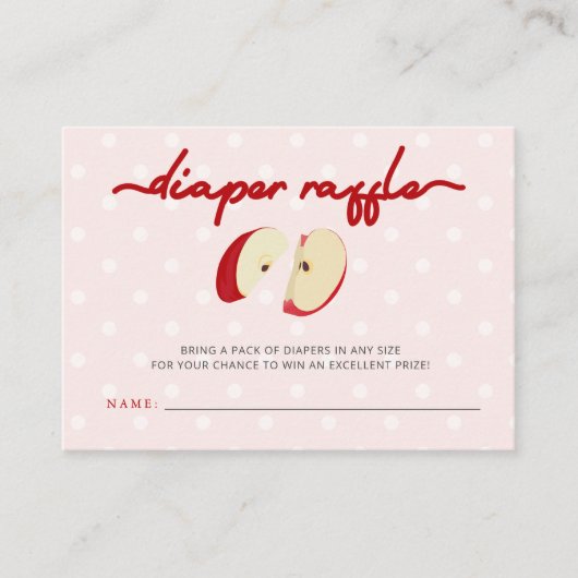 Appel van onze Eye Baby shower Luier Raffle Informatiekaartje (Voorkant)