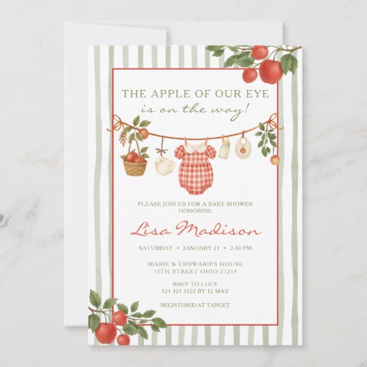 Appel van onze Eye Clothesline Baby shower Kaart (Voorkant)