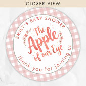 Appel van onze Eye Gingham Bedankt Baby shower Ronde Sticker