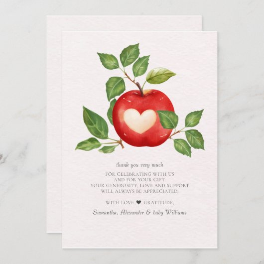 Appel van onze Eye Herfst Oogst Rustiek Baby showe Bedankkaart (Voorkant / Achterkant)