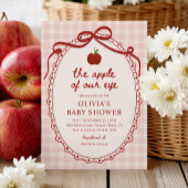 Appel van onze Eye Red Gingham Herfst Baby shower Kaart