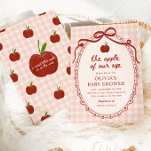 Appel van onze Eye Red Gingham Herfst Baby shower Kaart