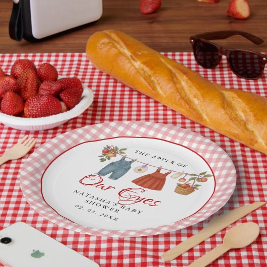 Appel van onze ogen Fruit Herfst baby shower dank  Papieren Bordje (Picknick)