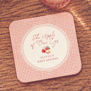 Appel Van Onze Ogen Rood Gingham Baby Shower Kartonnen Onderzetters