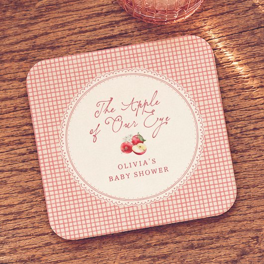 Appel Van Onze Ogen Rood Gingham Baby Shower Kartonnen Onderzetters