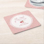Appel Van Onze Ogen Rood Gingham Baby Shower Kartonnen Onderzetters (Schuin)