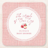 Appel Van Onze Ogen Rood Gingham Baby Shower Kartonnen Onderzetters (Voorkant)