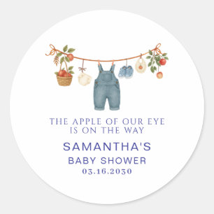 Appel van onze oog baby boy shower ronde sticker