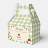 Appel van onze oog baby shower aangepaste Gingham Bedankdoosjes (Voorkant Zijde)
