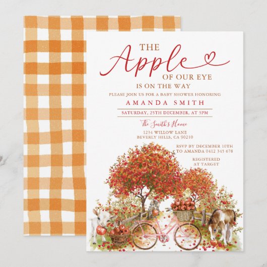 Appel van Onze Oog Baby shower Bow Sinaasappel Gin Kaart (Voorkant / Achterkant)