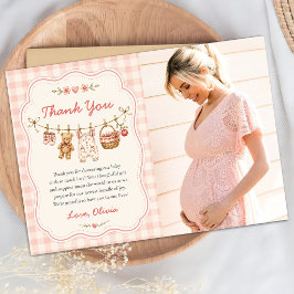 Appel van onze oog baby shower foto dankkaart